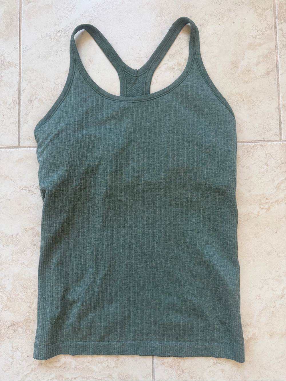 LULULEMON Ebb to Street Green Ribbed Racerback Tank Top Shirt